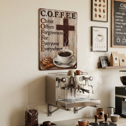 ☕ Christian Coffee Metal Wall Art