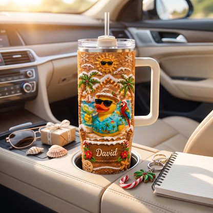 🎁Personalized Tropical Christmas Duck Tumbler