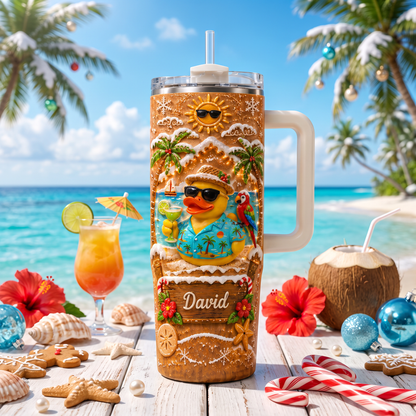 🎁Personalized Tropical Christmas Duck Tumbler