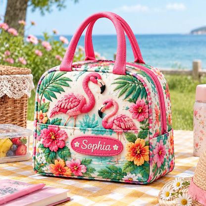 🥪Custom Name Insulated Lunch Bag 🦋 5 Floral Nature Tote Designs