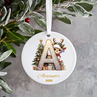 Personalized Reindeer Letter Ornament 2026
