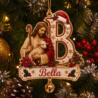 Personalized Jesus The Good Shepherd Initial Christmas Ornament - Custom A‑Z Alphabet Name Keepsake