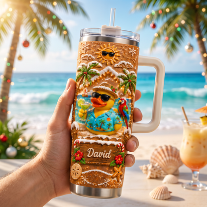 🎁Personalized Tropical Christmas Duck Tumbler