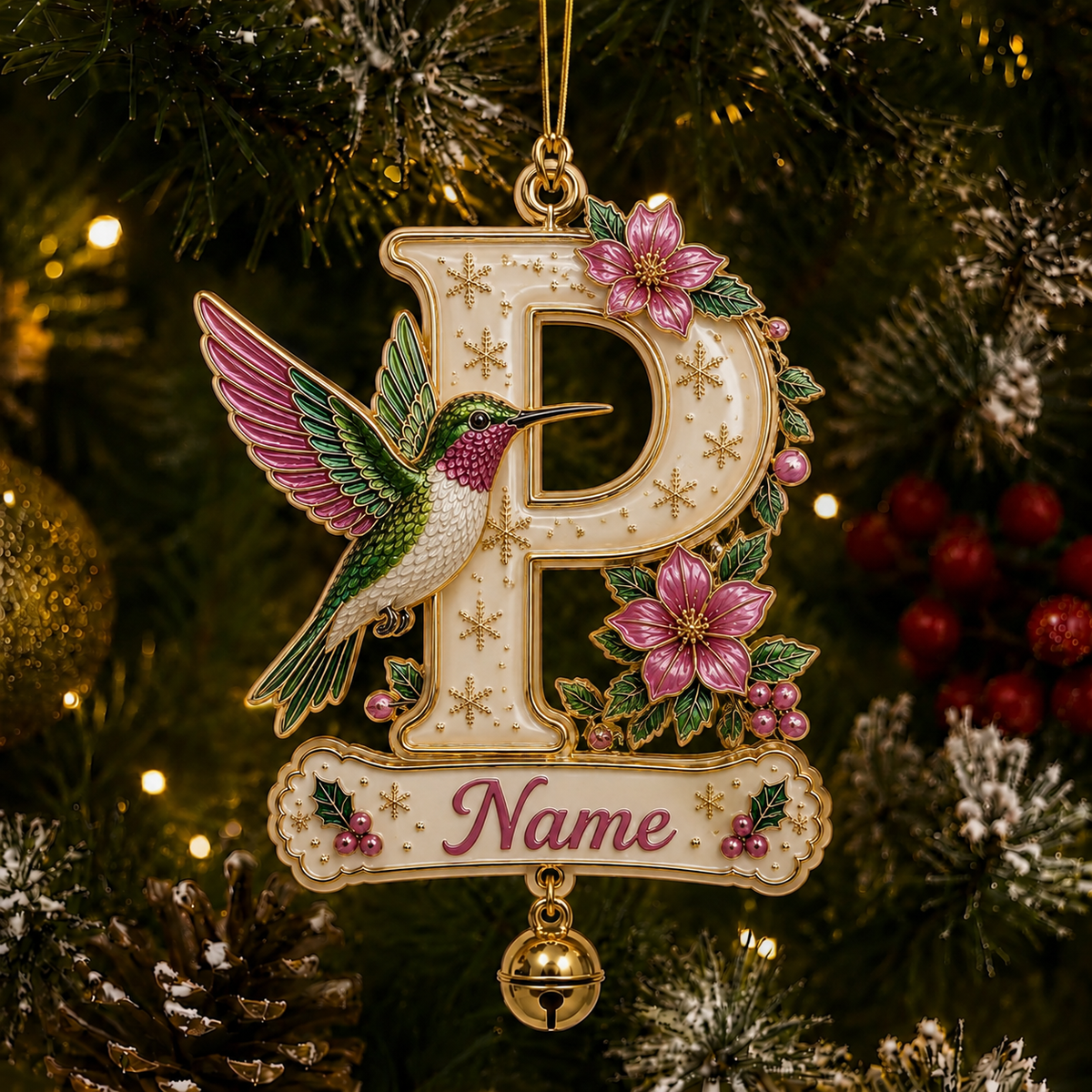 Personalized Christmas Initial Ornament – Custom Name & Family Keepsake