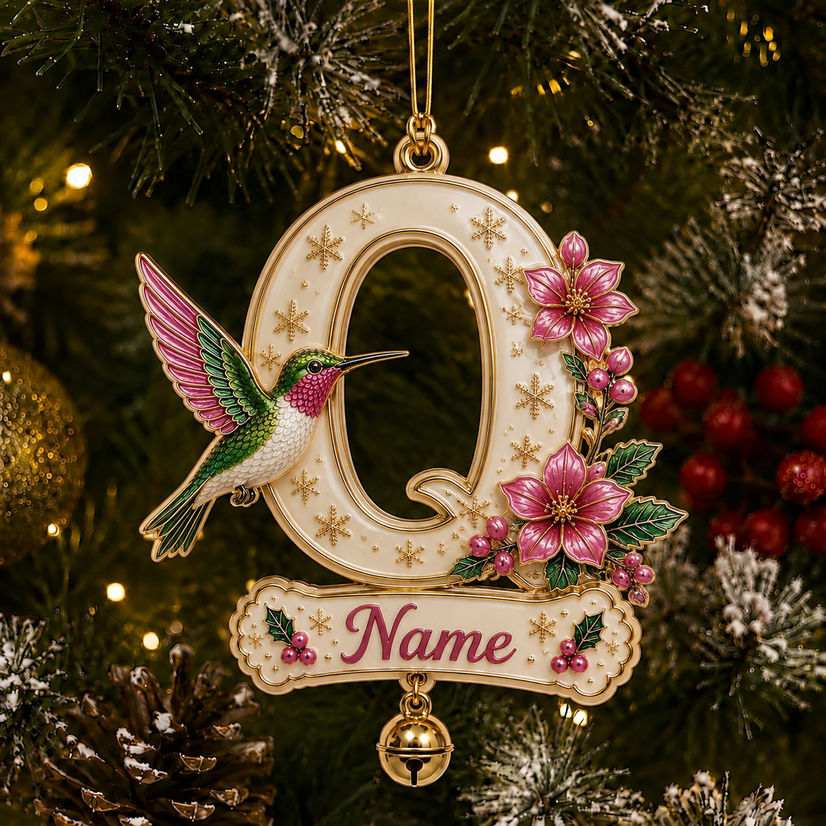 Personalized Christmas Initial Ornament – Custom Name & Family Keepsake