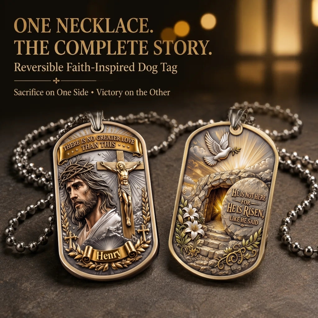Personalized "Greater Love" 3D Jesus Dog Tag Necklace - Customized Christian Faith Keepsake ✝️❤️