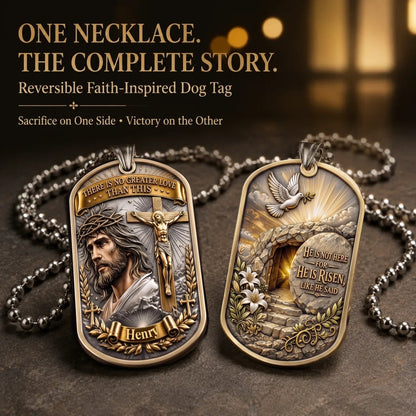 Personalized "Greater Love" 3D Jesus Dog Tag Necklace - Customized Christian Faith Keepsake ✝️❤️