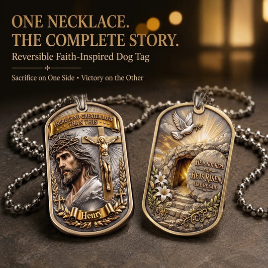 🔥🔥Personalized "Greater Love" 3D Jesus Dog Tag Necklace - Customized Christian Faith Keepsake ✝️❤️