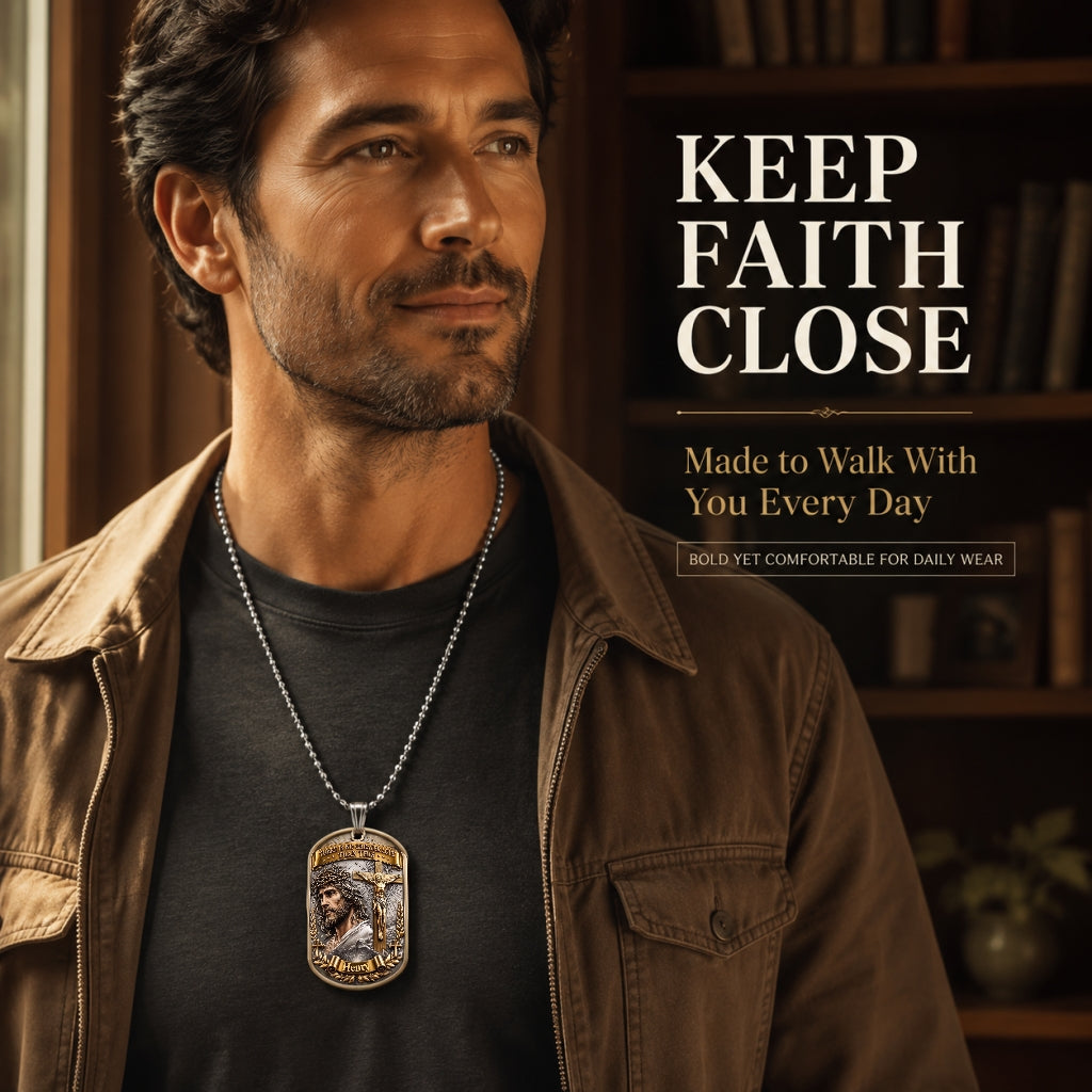 Personalized "Greater Love" 3D Jesus Dog Tag Necklace - Customized Christian Faith Keepsake ✝️❤️