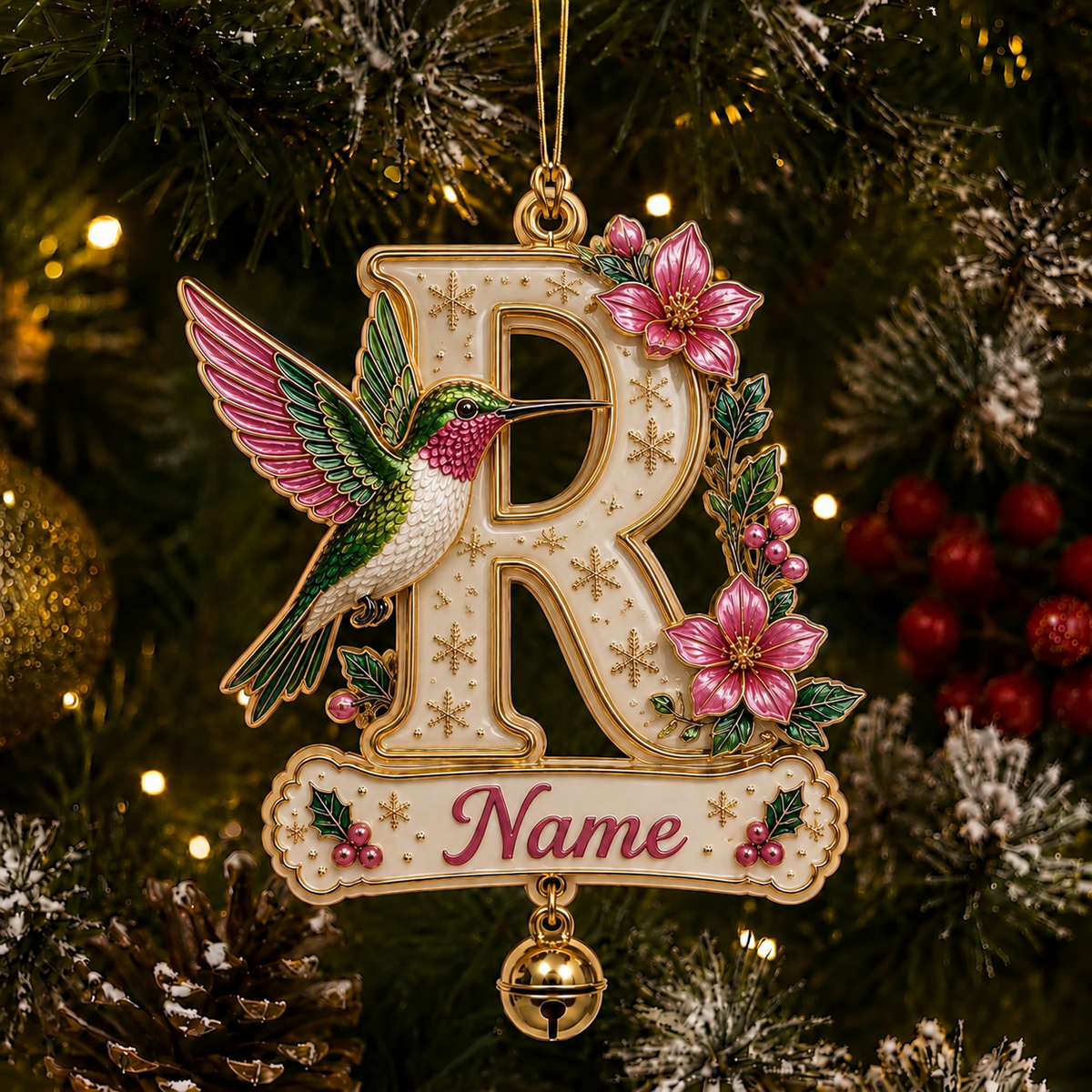 Personalized Christmas Initial Ornament – Custom Name & Family Keepsake