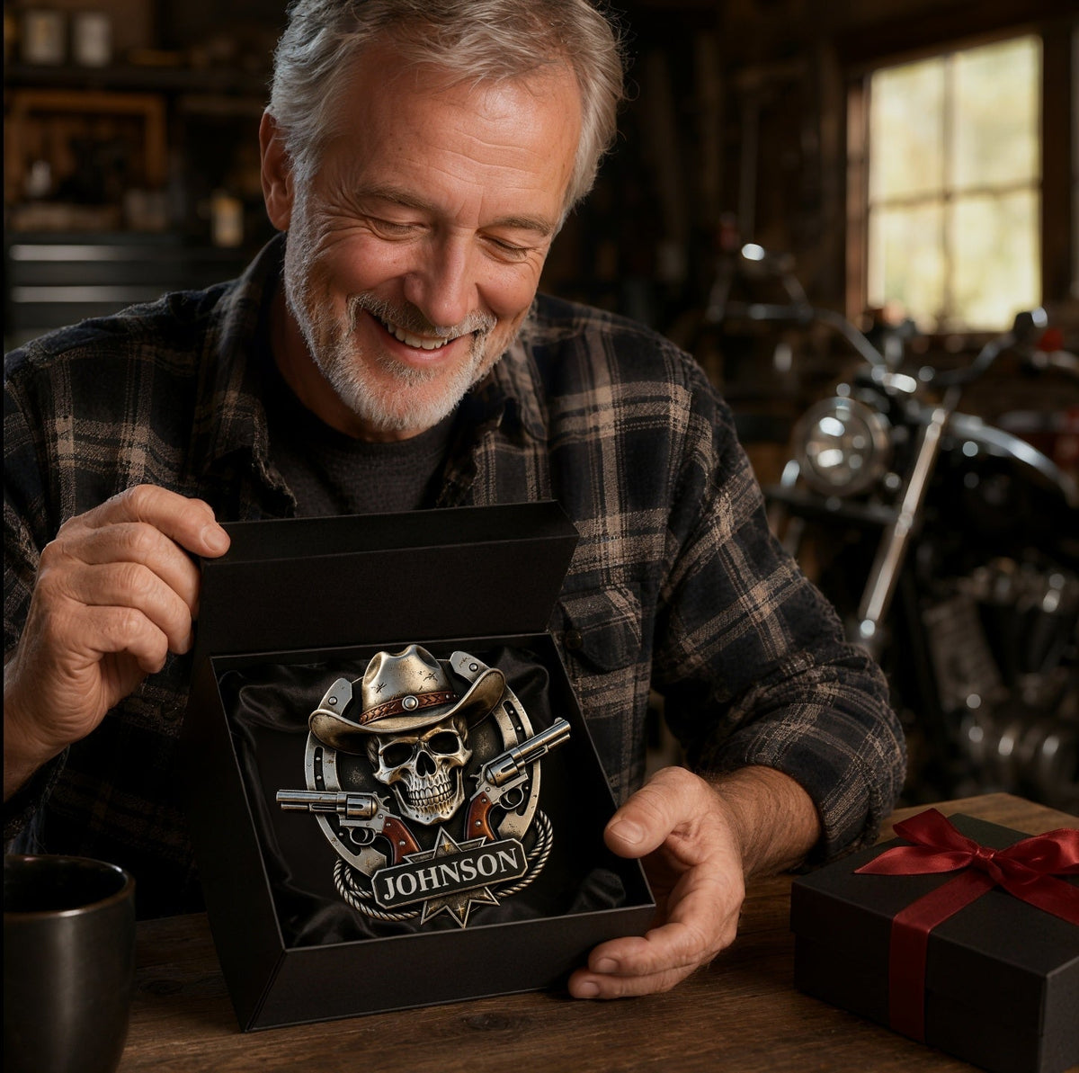 Personalized "Outlaw" Cowboy Skull Metal Emblem | Custom Badge for Truck, Jeep & SUV 🤠💀