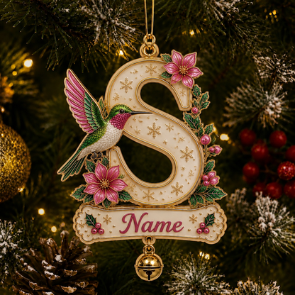 Personalized Christmas Initial Ornament – Custom Name & Family Keepsake