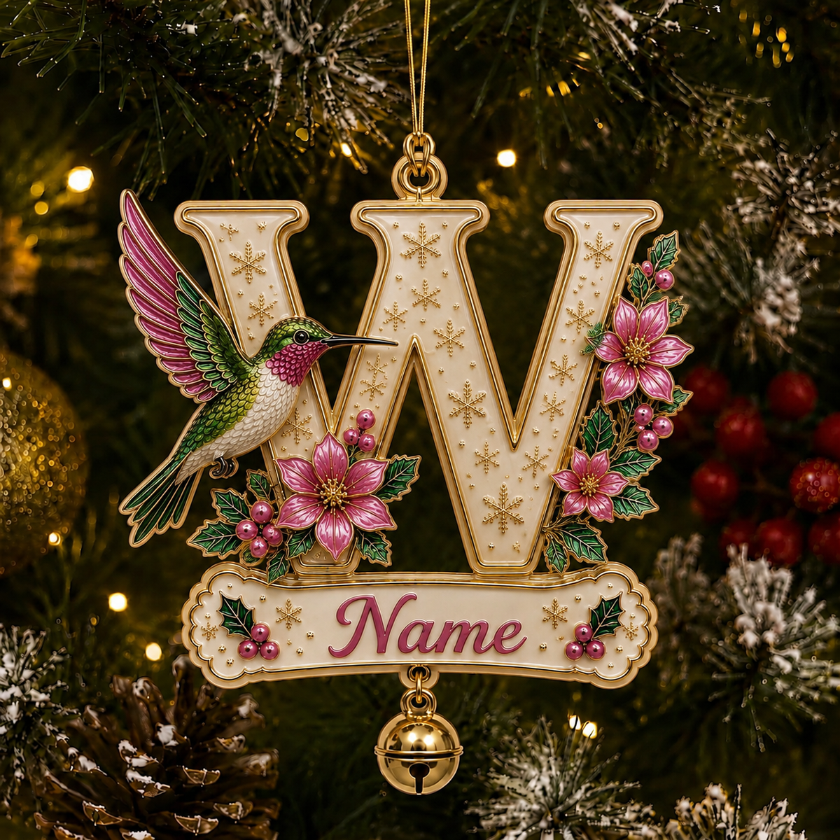 Personalized Christmas Initial Ornament – Custom Name & Family Keepsake