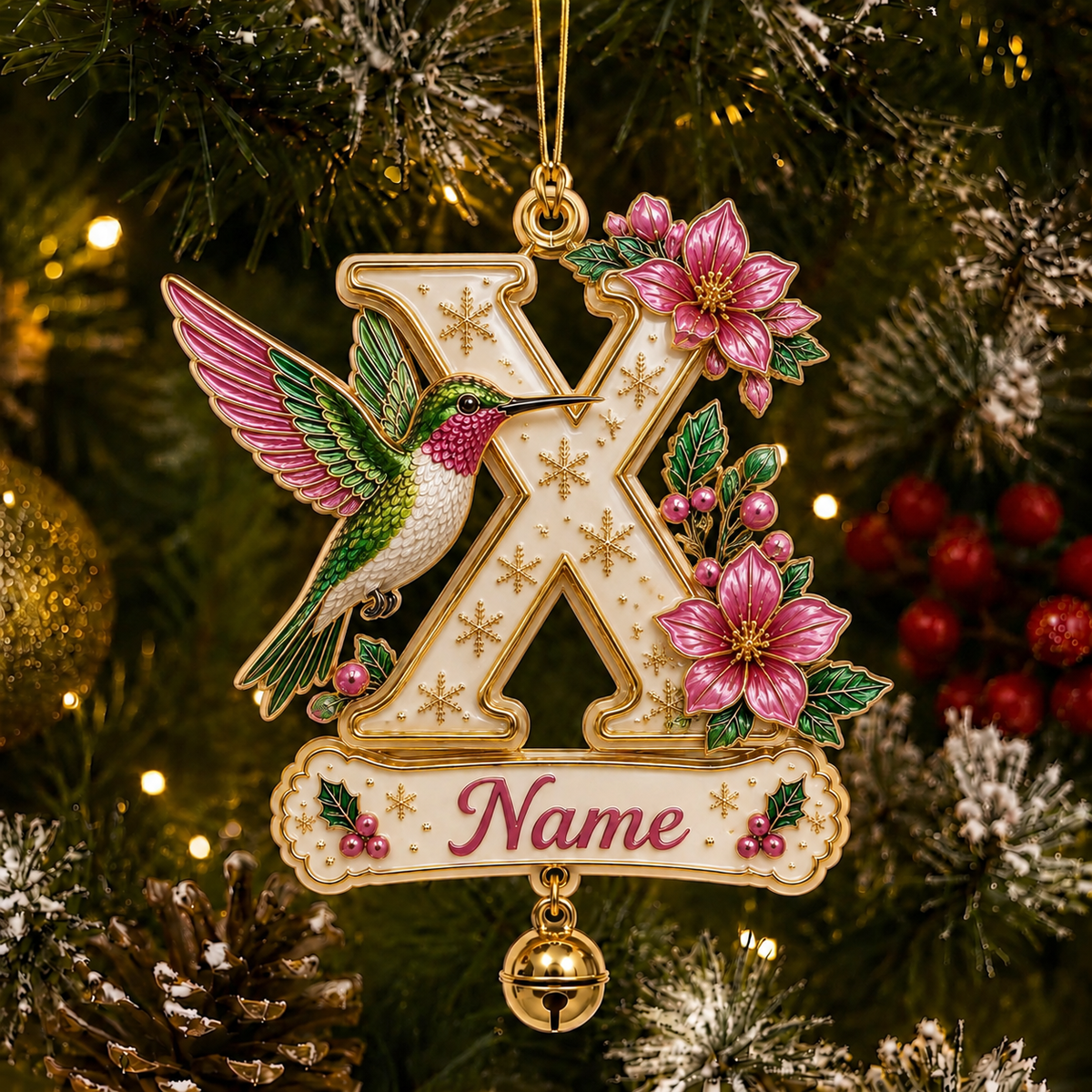 Personalized Christmas Initial Ornament – Custom Name & Family Keepsake