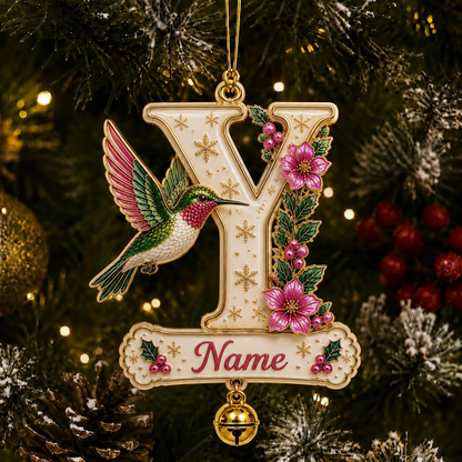 Personalized Christmas Initial Ornament – Custom Name & Family Keepsake