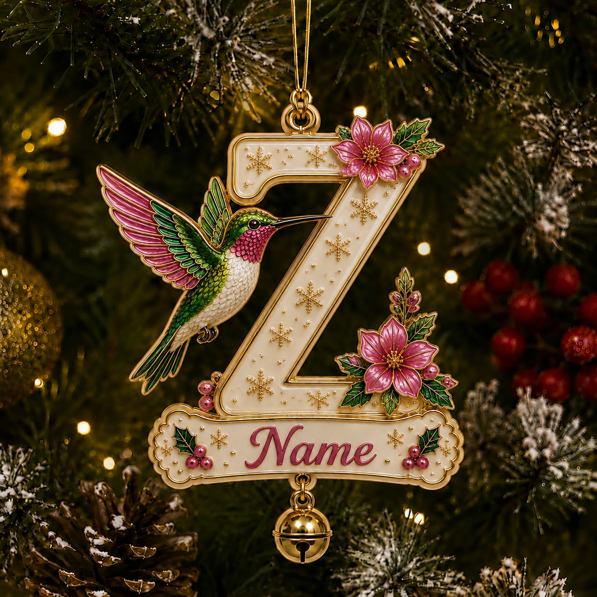 Personalized Christmas Initial Ornament – Custom Name & Family Keepsake